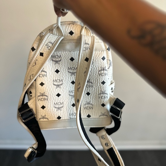 MCM White and Pink Studded Backpack - Picture 2 of 16